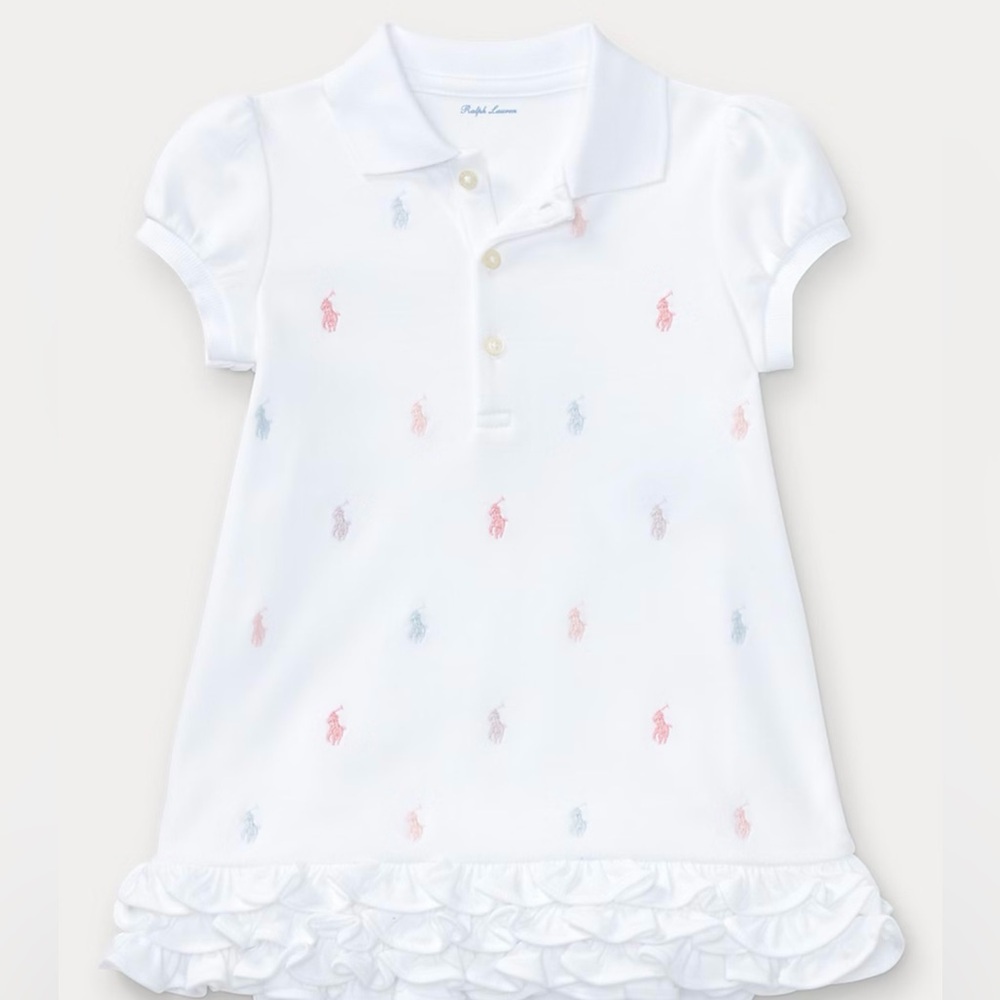 Ralph Lauren | Baby Girl Ruffled and Embroidered Polo Dress 3mo.
